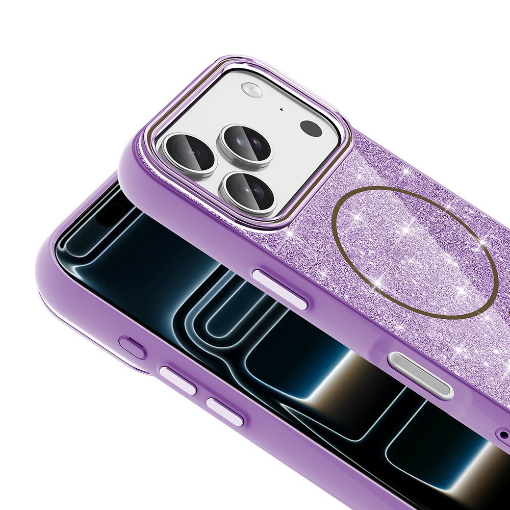 Apple iPhone 18 Pro Max Kılıf M-safe Şarj Özellikli Parlayan Simli Zore Okso Kapak - Görsel 9