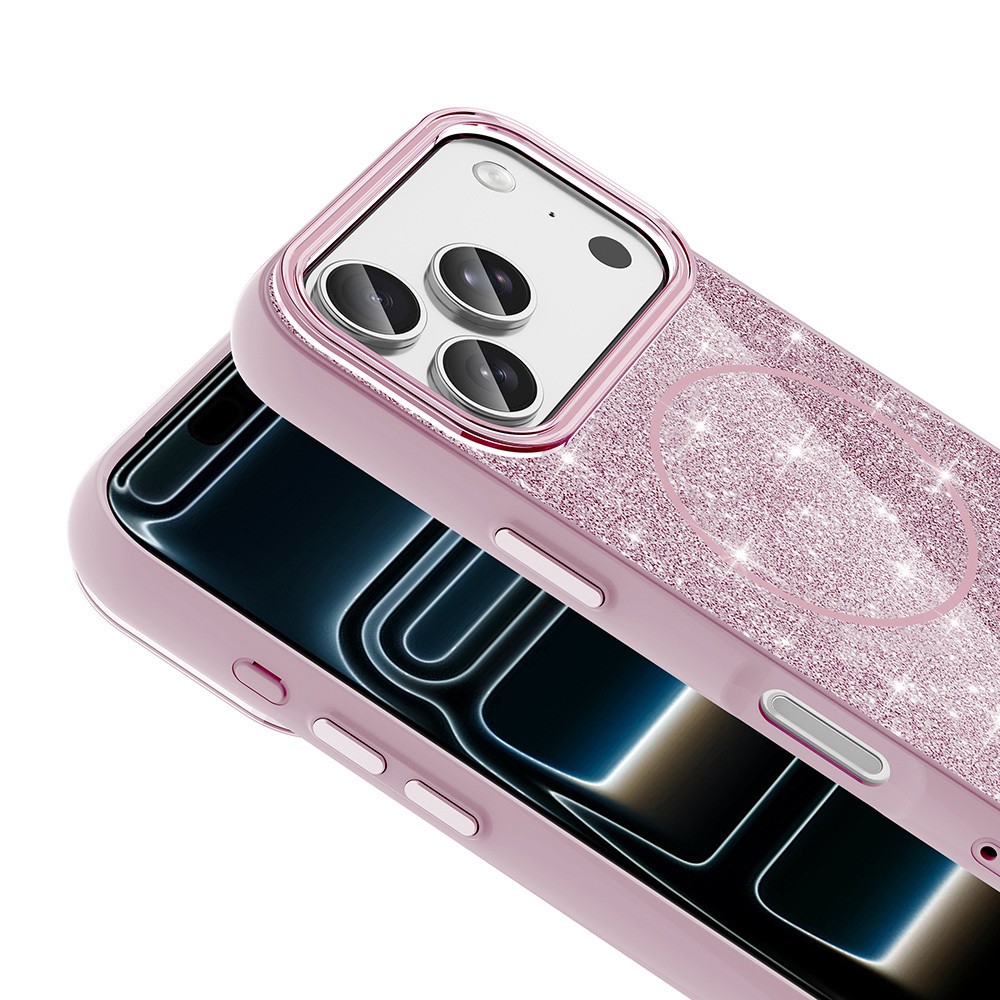 Apple iPhone 18 Pro Max Kılıf M-safe Şarj Özellikli Parlayan Simli Zore Okso Kapak - Görsel 7