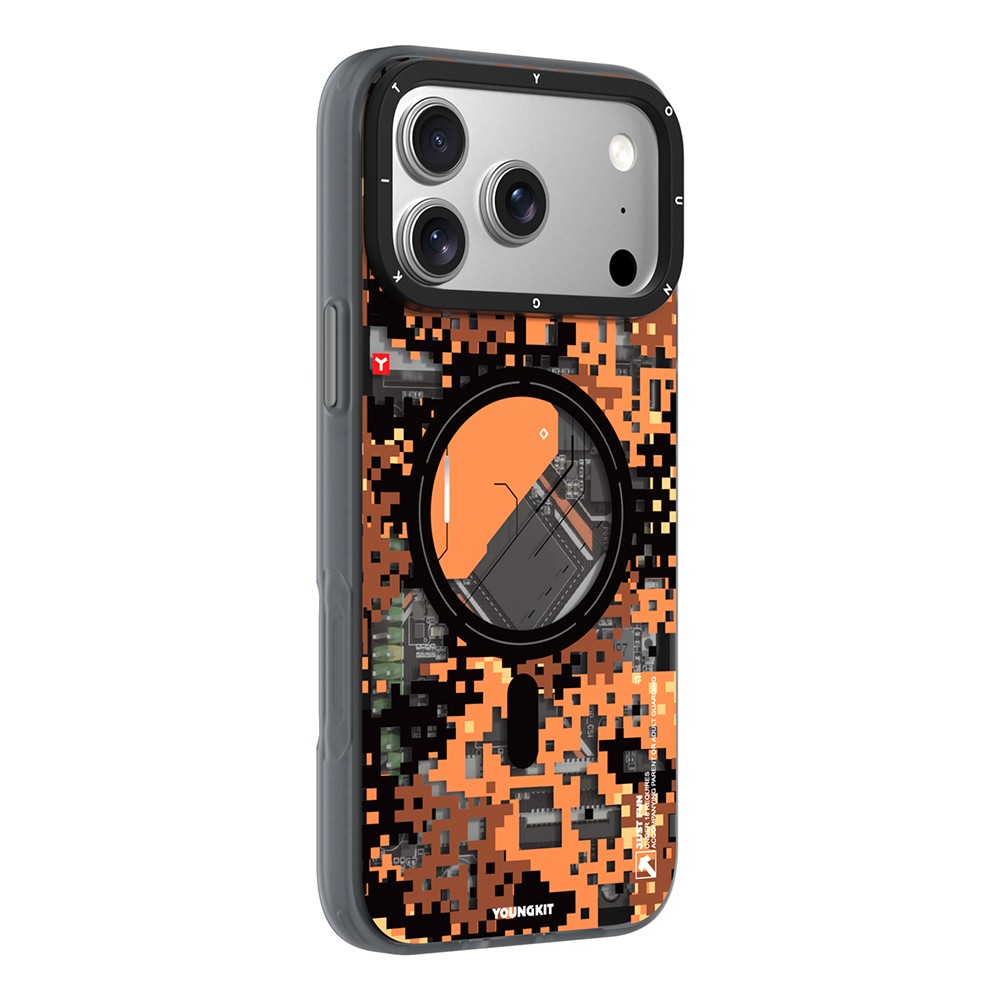 Apple iPhone 18 Pro Max Kılıf M-Safe Şarj Özellikli Youngkit Camouflage Sykell Serisi Kapak - Görsel 4