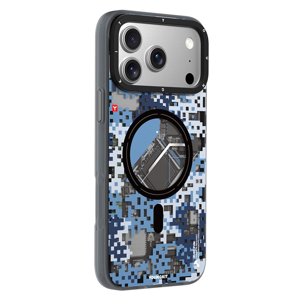 Apple iPhone 18 Pro Max Kılıf M-Safe Şarj Özellikli Youngkit Camouflage Sykell Serisi Kapak - Görsel 10