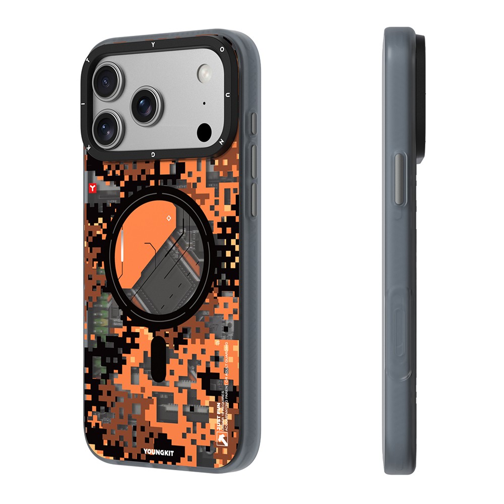 Apple iPhone 18 Pro Max Kılıf M-Safe Şarj Özellikli Youngkit Camouflage Sykell Serisi Kapak - Görsel 11