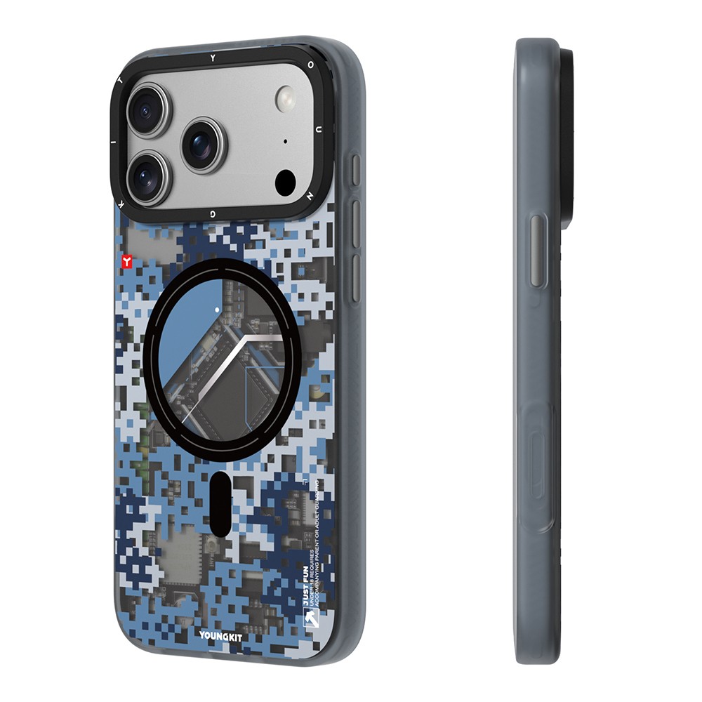 Apple iPhone 18 Pro Max Kılıf M-Safe Şarj Özellikli Youngkit Camouflage Sykell Serisi Kapak - Görsel 12