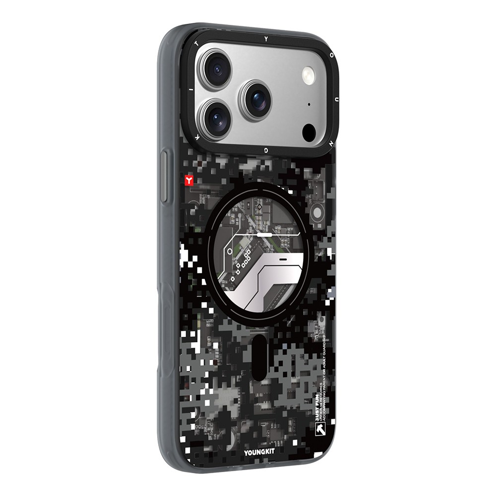 Apple iPhone 18 Pro Max Kılıf M-Safe Şarj Özellikli Youngkit Camouflage Sykell Serisi Kapak - Görsel 5