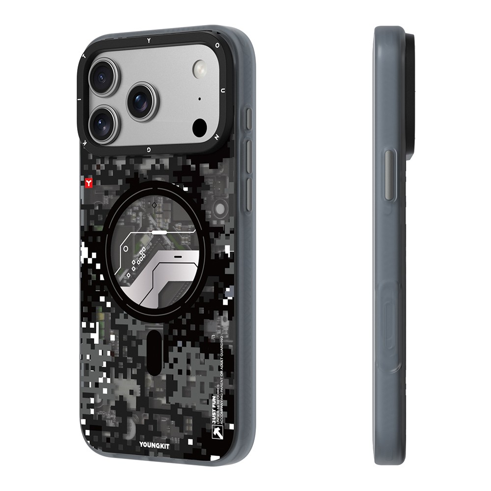 Apple iPhone 18 Pro Max Kılıf M-Safe Şarj Özellikli Youngkit Camouflage Sykell Serisi Kapak - Görsel 9