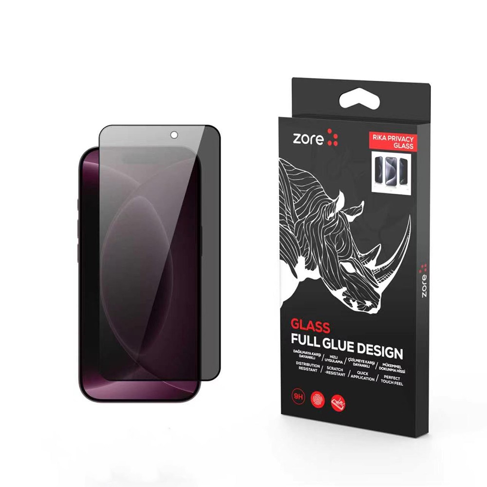 Apple iPhone 18 Pro Max Zore Rika Premium Privacy Temperli Cam Ekran Koruyucu