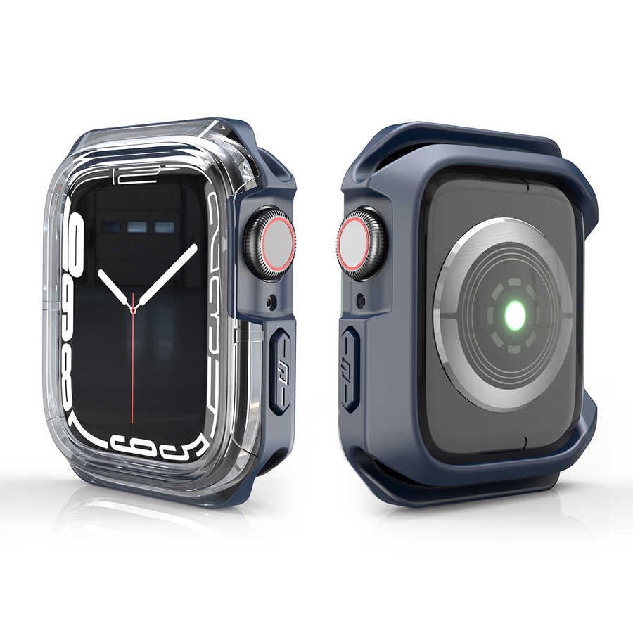 Apple Watch 7 41mm Zore Watch Gard 08 Sert PC + Silikon Koruyucu - Görsel 3