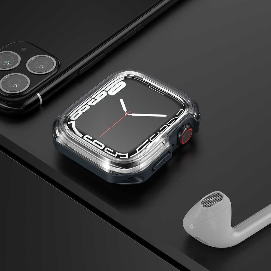 Apple Watch 7 41mm Zore Watch Gard 08 Sert PC + Silikon Koruyucu - Görsel 9
