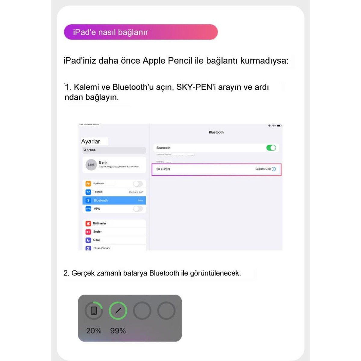Benks Magnetik Wireless Şarj Özellikli Palm Rejection Kapasitif Dokunmatik Çizim Kalemi - Görsel 11