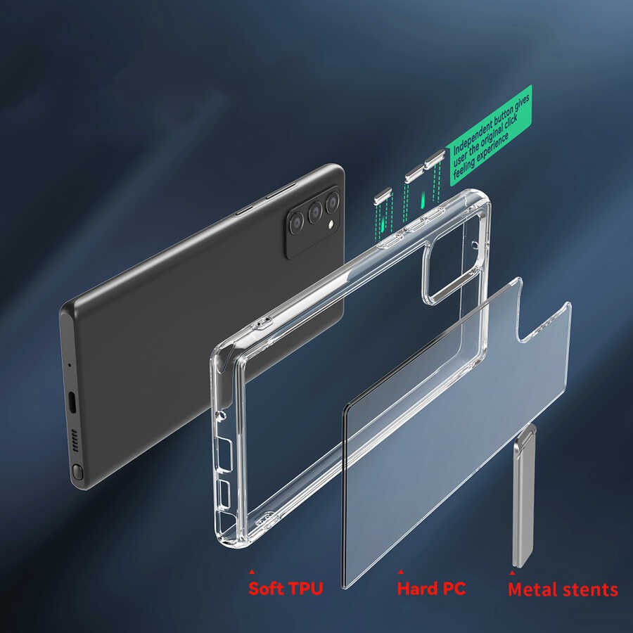 Galaxy S20 FE Kılıf Standlı Şeffaf Silikon Zore L-Stand Kapak - Görsel 4