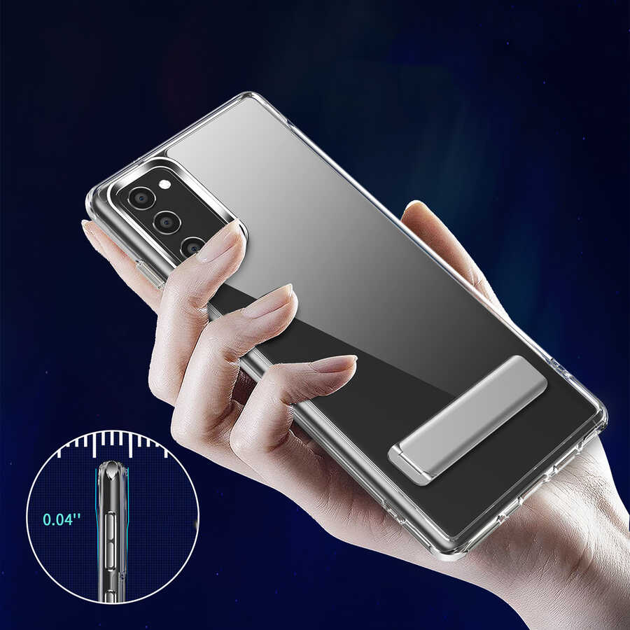 Galaxy S20 FE Kılıf Standlı Şeffaf Silikon Zore L-Stand Kapak - Görsel 6