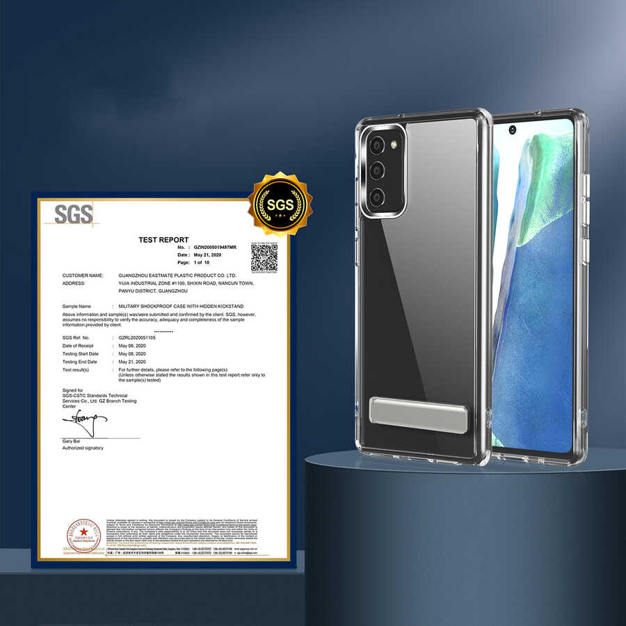 Galaxy S20 FE Kılıf Standlı Şeffaf Silikon Zore L-Stand Kapak - Görsel 10