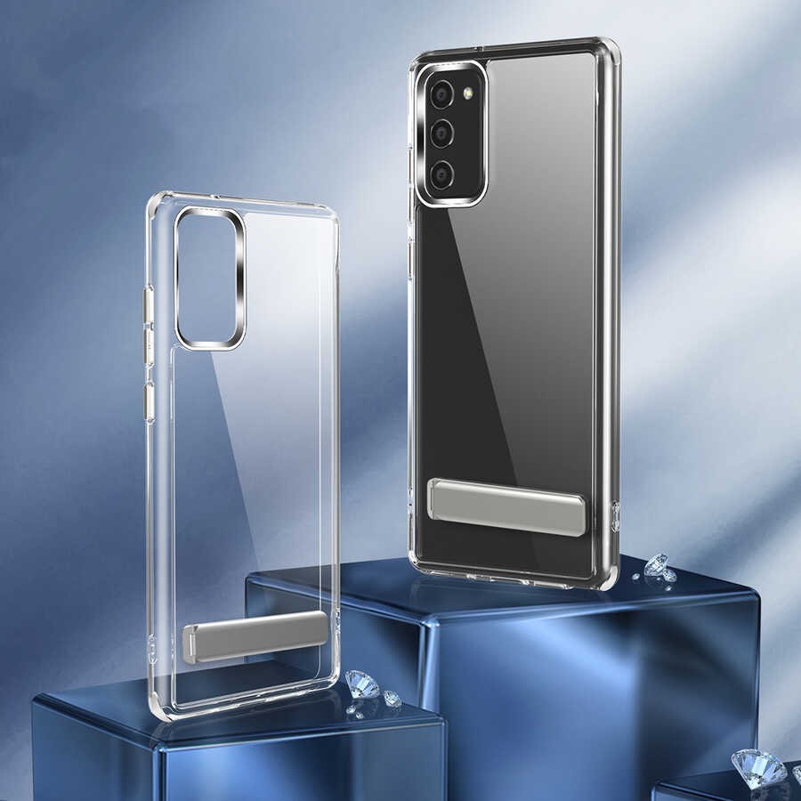 Galaxy S20 FE Kılıf Standlı Şeffaf Silikon Zore L-Stand Kapak - Görsel 11