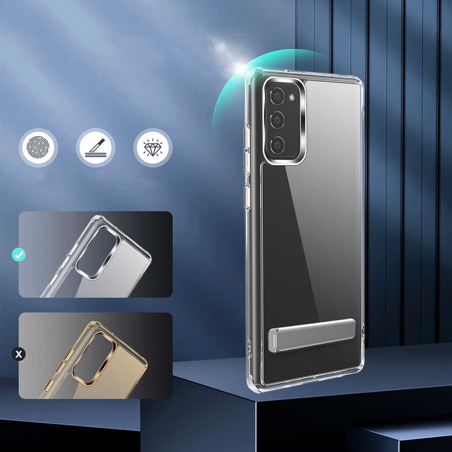 Galaxy S20 FE Kılıf Standlı Şeffaf Silikon Zore L-Stand Kapak - Görsel 9
