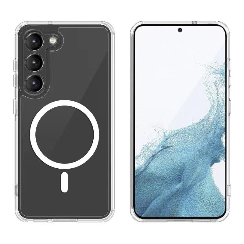 Galaxy S22 Kılıf M-safe Şarj Özellikli Şeffaf Sert PC Zore Embos Kapak - Görsel 3