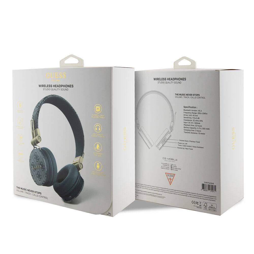 Guess Orjinal Lisanslı 4G Metal Logo PU Deri Ayarlanabilir Kulak Üstü Bluetooth Kulaklık - Görsel 7