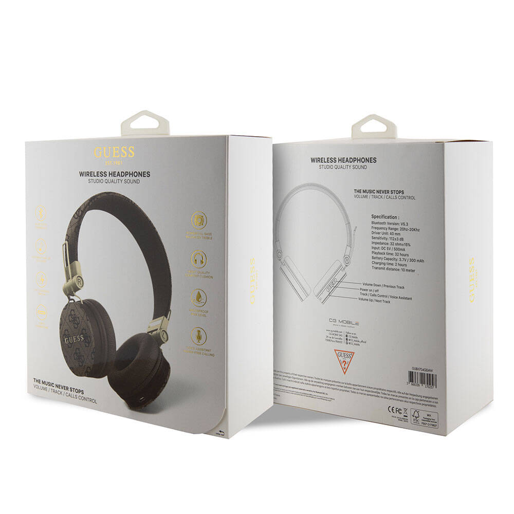 Guess Orjinal Lisanslı 4G Metal Logo PU Deri Ayarlanabilir Kulak Üstü Bluetooth Kulaklık - Görsel 10
