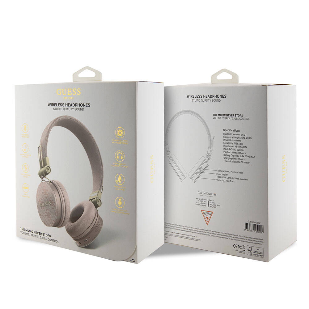 Guess Orjinal Lisanslı 4G Metal Logo PU Deri Ayarlanabilir Kulak Üstü Bluetooth Kulaklık - Görsel 13