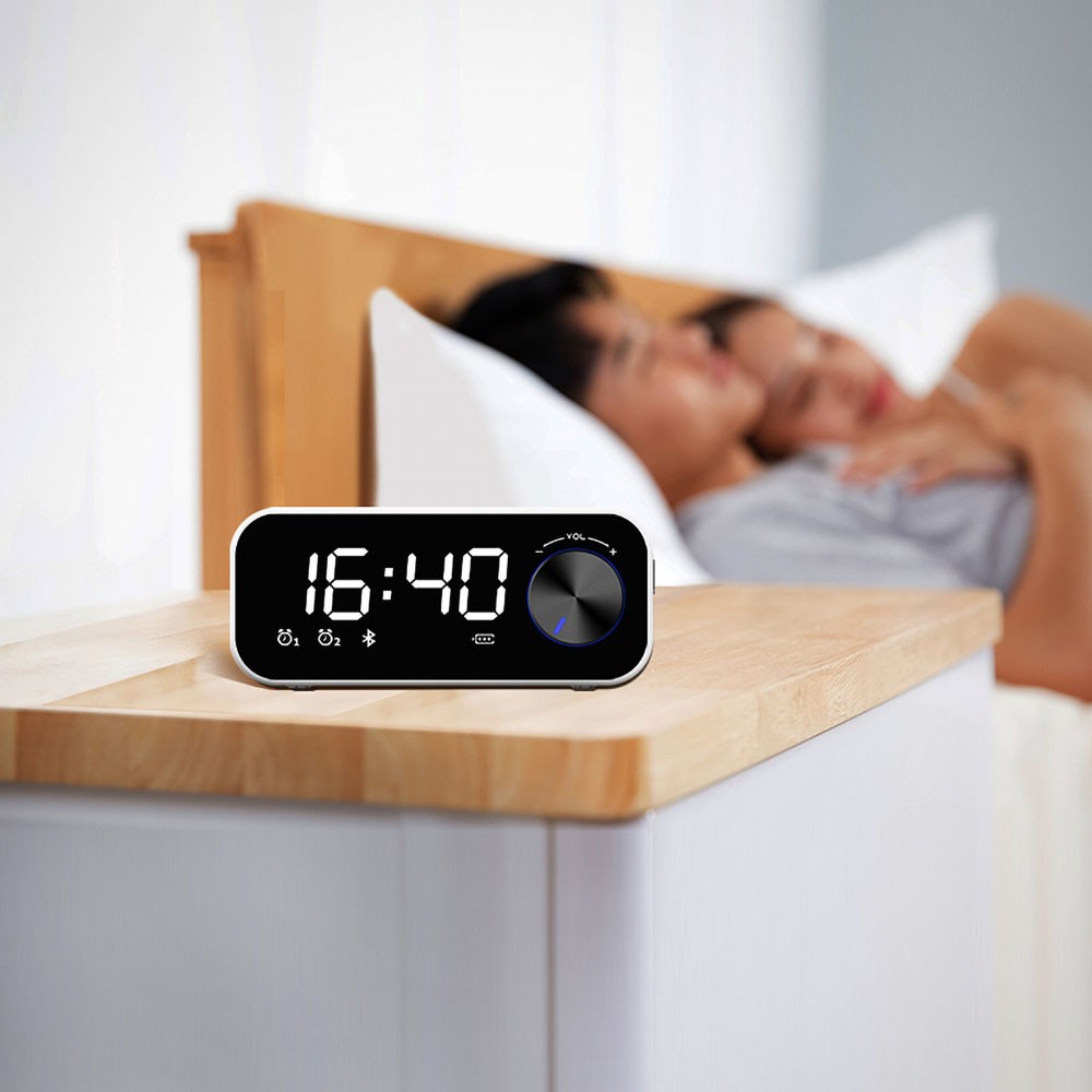 Recci RSK-W11 FM/TF Çift Alarmlı Dijital Saatli Wireless Bluetooth 5.0 Speaker Hoparlör 3W 1200mAh - Görsel 6