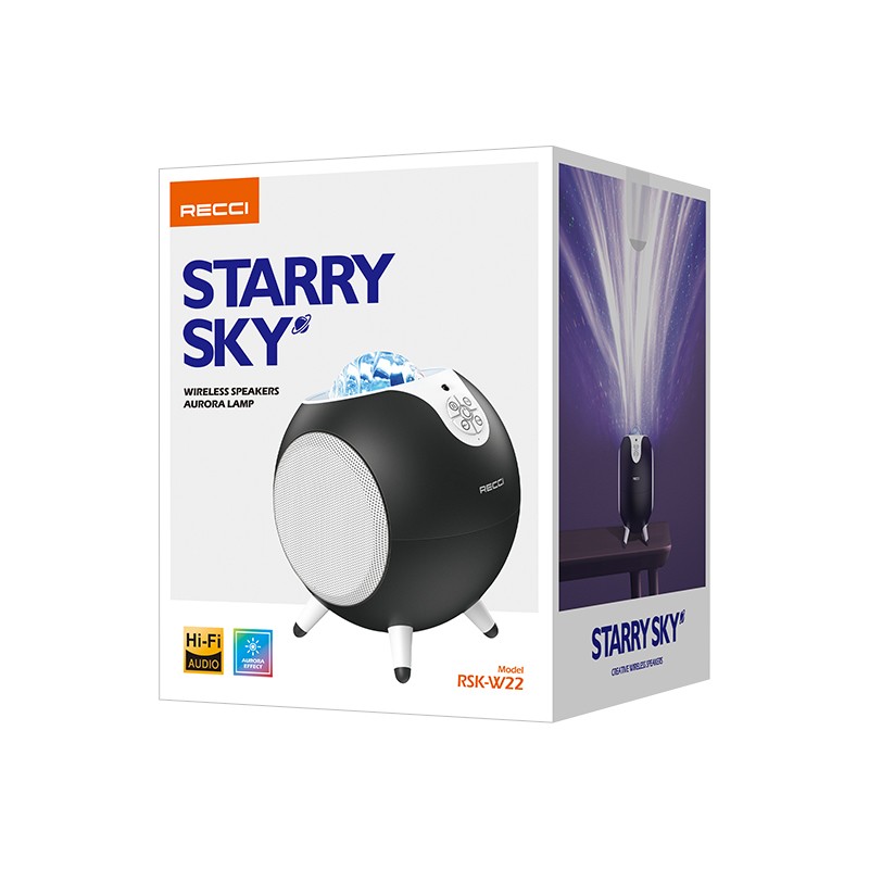 Recci RSK-W22 Starry Sky Serisi Hi-Fi Aurora Lambalı Wireless Bluetooth 5.2 Speaker Hoparlör 10W - Görsel 3