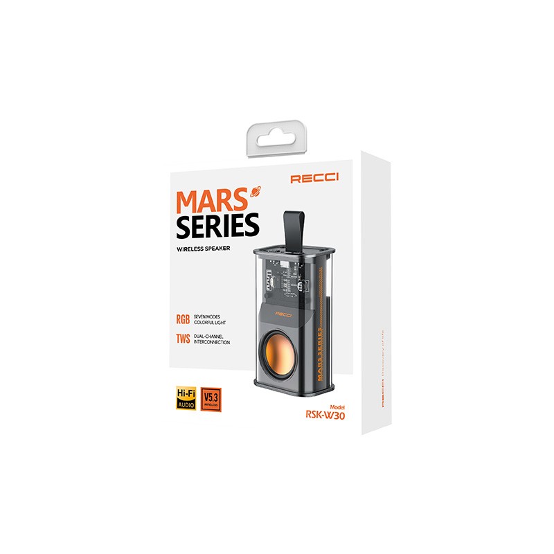 Recci RSK-W30 Mars Serisi Hi-Fi RGB Işıklı Wireless Bluetooth 5.3 Speaker Hoparlör 500mAh - Görsel 2