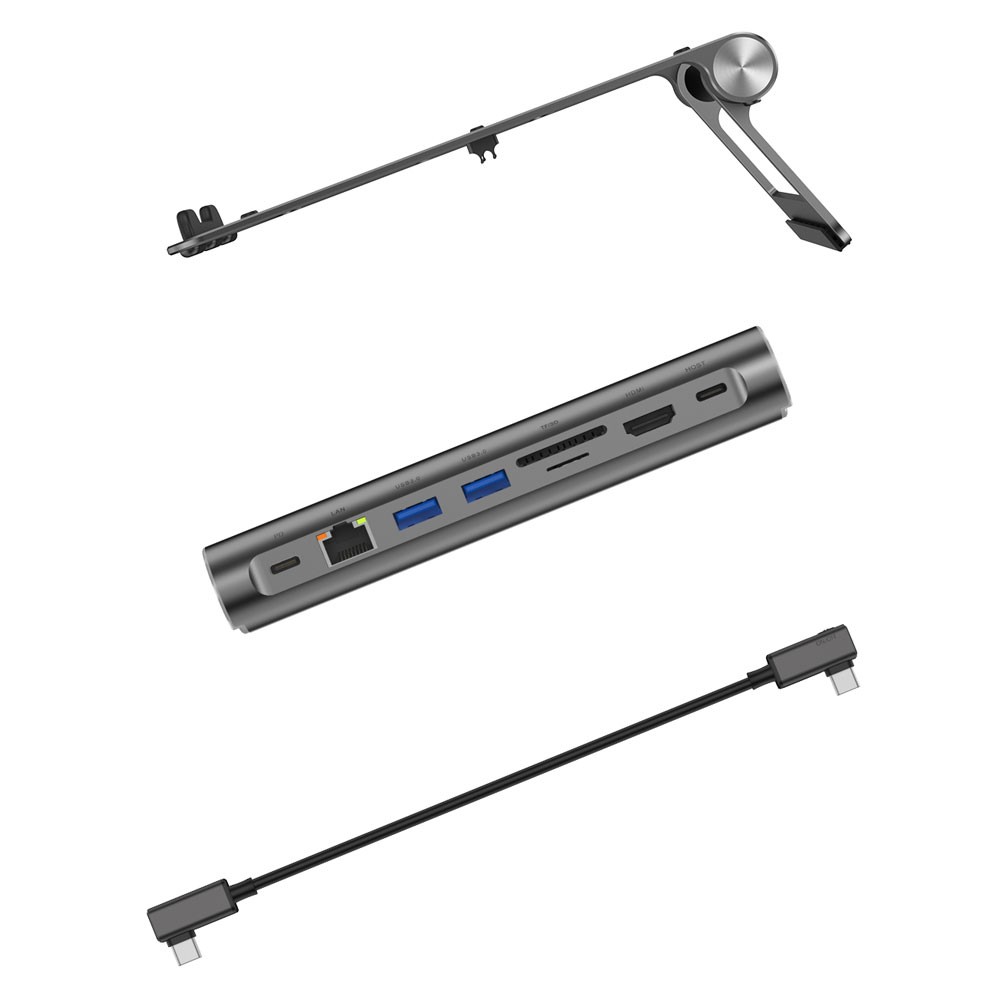 Wiwu A821CH 8in1 Hub Bağlantı İstasyonlu Notebook Laptop Standı PD3.0/USB3.0/RJ45 (1000Mbps)/SD/TF/HDMI (4K@30Hz) - Görsel 3