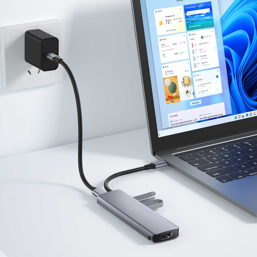 Wiwu Alpha A731HC 7 in 1 Type-C Hub 100W Şarj Destekli SD Kart-Hdmi-Usb Çoğaltıcı - Görsel 3
