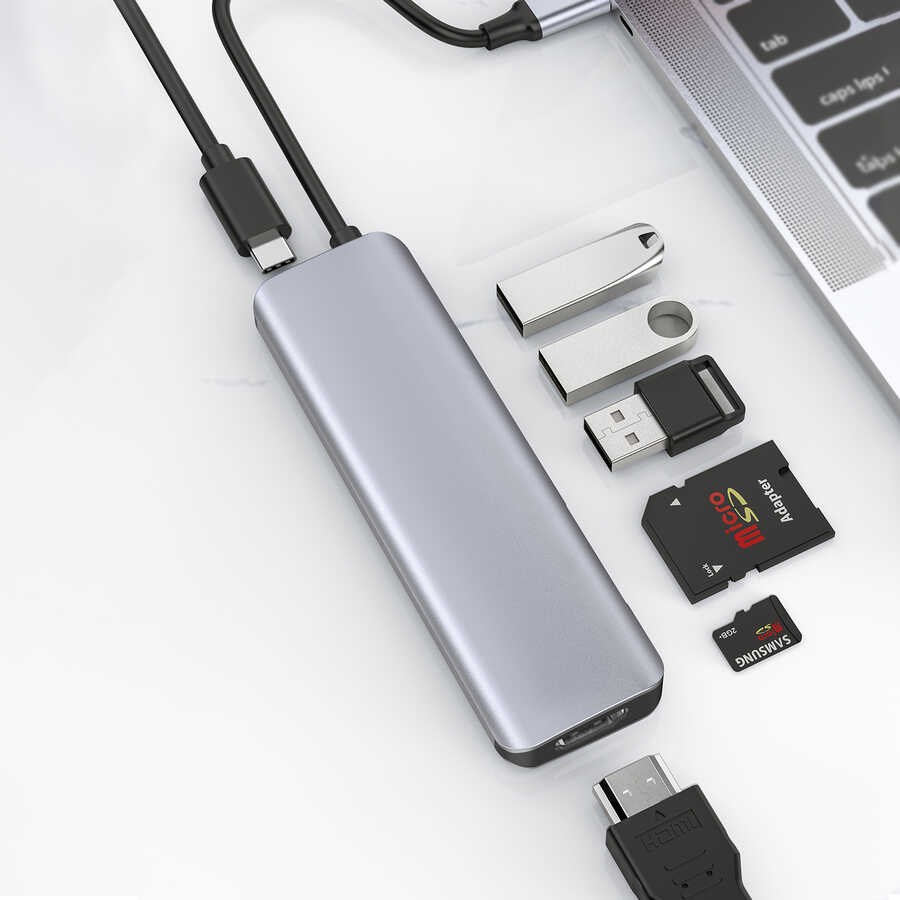 Wiwu Alpha A731HC 7 in 1 Type-C Hub 100W Şarj Destekli SD Kart-Hdmi-Usb Çoğaltıcı - Görsel 5