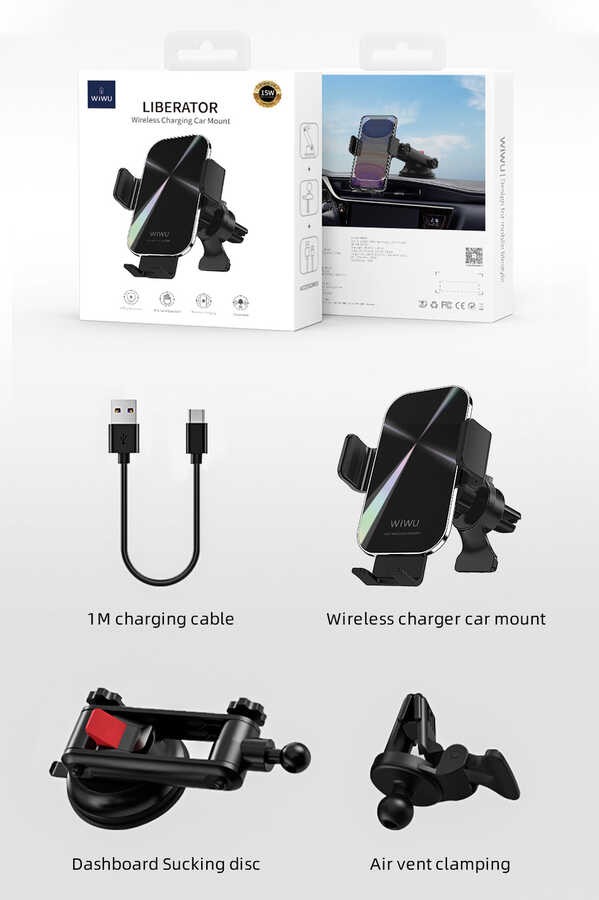 Wiwu CH-307 Liberator Wireless Charging Mount Araç Telefon Tutucu - Görsel 8