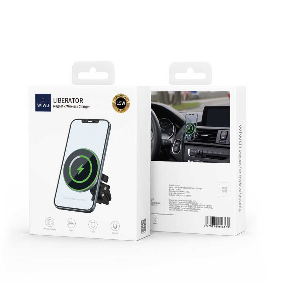 Wiwu CH-308 Magnetic Wireless Charging Car Mount Araç Telefon Tutucu - Görsel 2