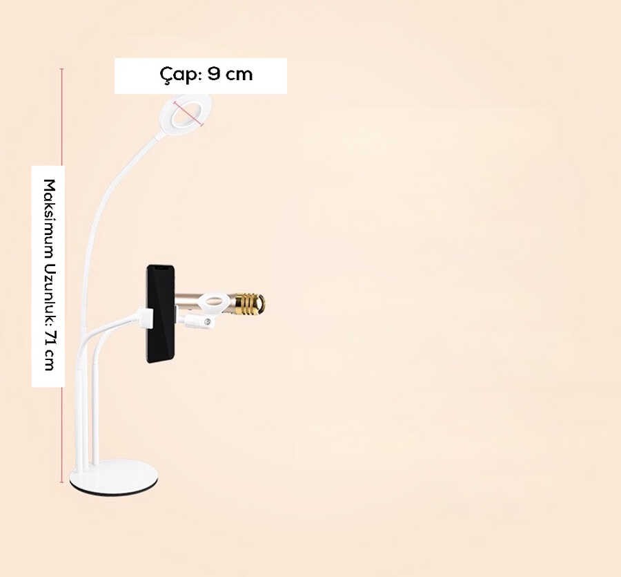 Zore 3 in 1 Işıklı Telefon Tutucu Ring Light - Görsel 4