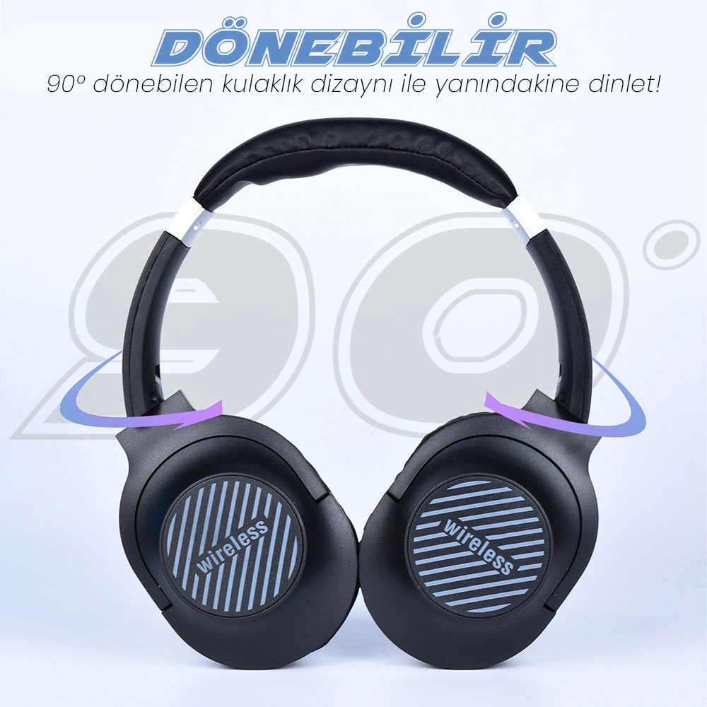 Zore BT850 Ayarlanabilir ve Katlanabilir 90 Derece Dönebilen Kulak Üstü Bluetooth Kulaklık - Görsel 2