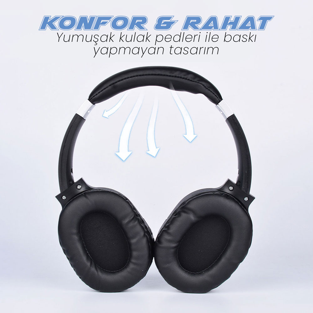 Zore BT850 Ayarlanabilir ve Katlanabilir 90 Derece Dönebilen Kulak Üstü Bluetooth Kulaklık - Görsel 4