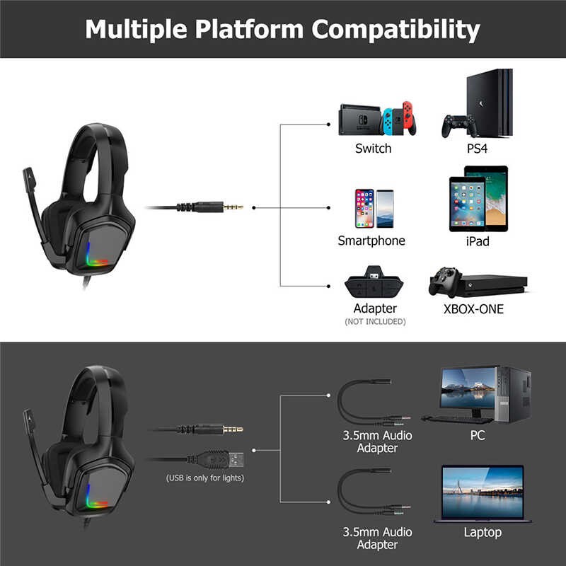 Zore Onikuma K20 RGB Oyuncu Kulaklığı 3.5mm - Görsel 3