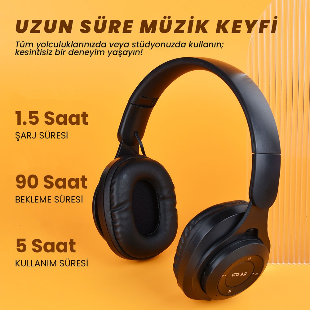 Zore M6 Plus Ayarlanabilir ve Katlanabilir Kulak Üstü Bluetooth Kulaklık - Görsel 5