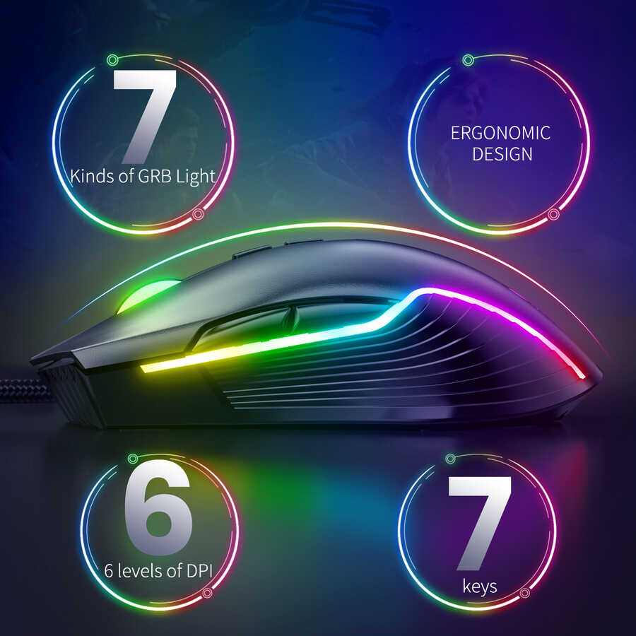 Zore Onikuma CW905 RGB Oyuncu Mouse - Görsel 5
