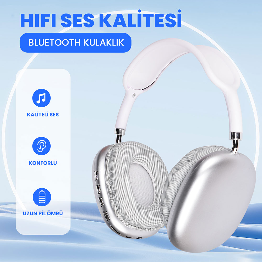 Zore P9 Hi-Fi Ses Kalitesi Ayarlanabilir ve Katlanabilir Kulak Üstü Bluetooth Kulaklık - Görsel 6