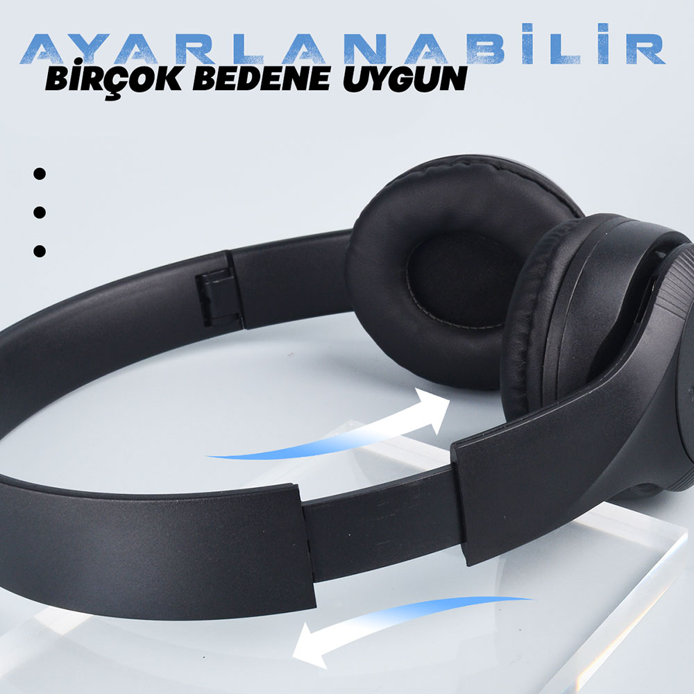 Zore ST95 Güçlü Ses Özelliği Ayarlanabilir ve Katlanabilir Kulak Üstü Bluetooth Kulaklık - Görsel 5